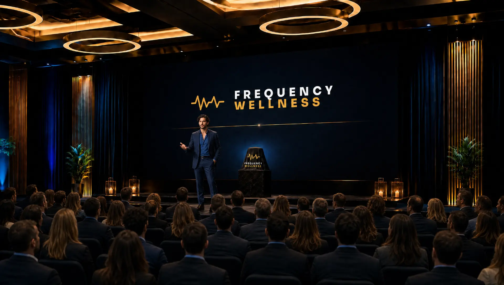 Host speaking to camera about the frequency wellness opportunity